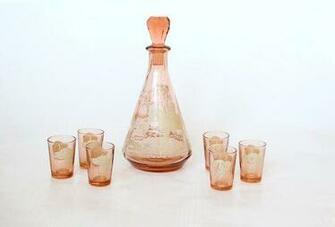 Vintage Liqueur Set With Fox Hunting Scene Via