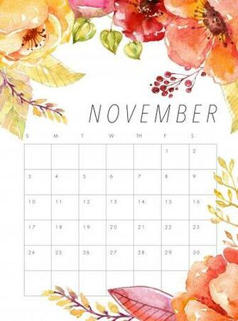 Cute November Calendar Design Template Printable Business