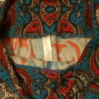 Lularoe Teal Background Pasley Design Leggings Size Os One