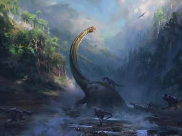 Dinosaur Age Fantasy Fight Artwork Wallpaper HD Image Picture