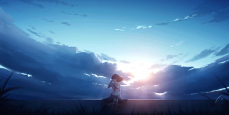 Anime Girl Alone Sitting Wallpaper HD 4k