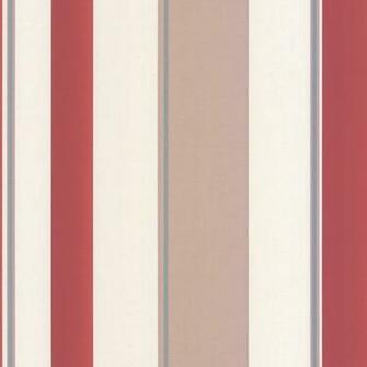 Striped Designer Feature Wallpaper Red Taupe Cream Poppy