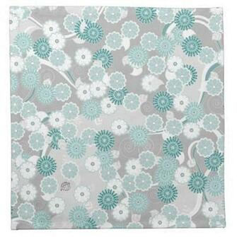 Pretty Abstract Floral Pattern In Teal And Grey Napkins