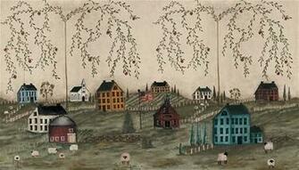 Prepasted Wall Mural Primitive Houses Kitchen Wallpaper Decor