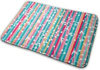 Amazon Floral Bouquet With Strip Background Bath Mat