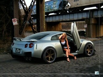 Nissan Gt R With Supery Woman White