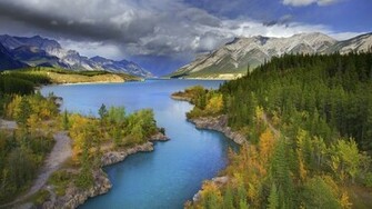 Wallpaper Mountains Wood River Clouds Before A Rain Light Volume