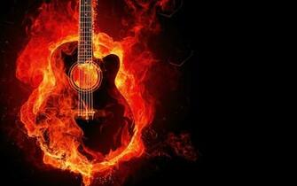 De Gitaar Achtergrond Brand Wallpaper