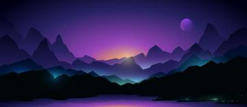 Neon Mountains Stock Scifi City