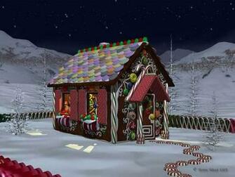 Gingerbread House Christmas Landscapes Wallpaper Image