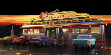 S Diner Wallpaper Border On