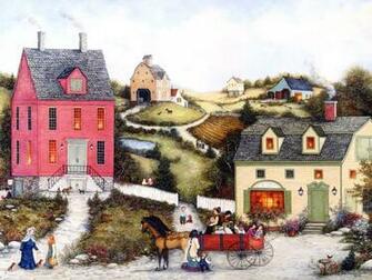 American Folk Art Wallpaper