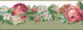 Chic Country Cabbage Rose Victorian Wallpaper Border
