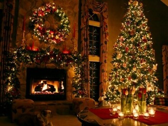 Christmas Tree And Fireplace Wallpaper Pictures Pics Photos