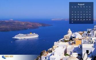 August Calendar Desktop Wallpaper Santorini Sailing The Lido
