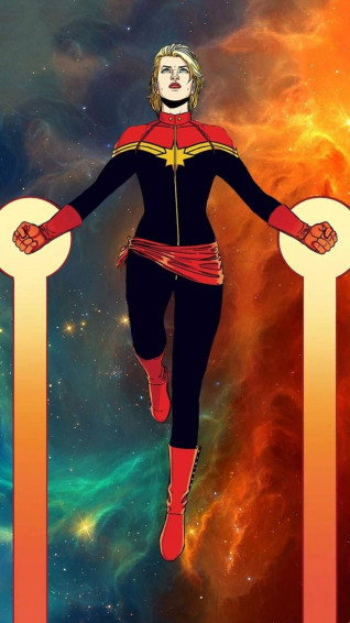 Captain Marvel iPhone Digital Artwork Wallpaper