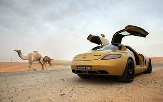 Mercedes Benz Sls Amg Desert Gold Wallpaper In