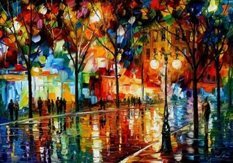Paintings Trees Colorful Leonid Afremov HD Wallpaper Nature