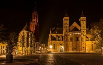 Image Netherlands Maastricht Street Temples Night Time