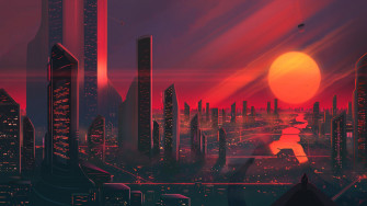 Futuristic Building Skyscraper Sun Sunset Sci Fi City Wallpaper