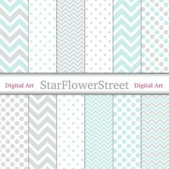Turquoise And Gray Chevron Background Baby Polka Dot Aqua