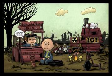 Fallout Sci Fi Apocalyptic Charlie Brown Cartoon Comics Weapon Gun