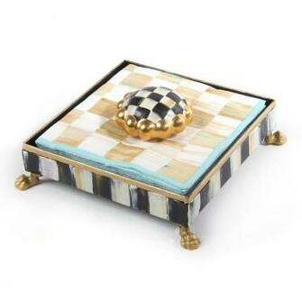 Parchment Check Cocktail Napkin Holder Set By Mackenzie Childs
