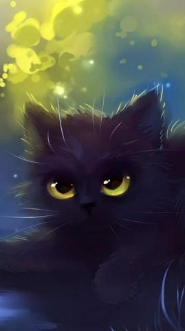 Cat Wallpaper Cartoon Eyes Black HD