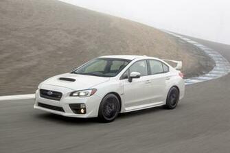 Subaru Wrx Sti White Rolling Front Three Quarter