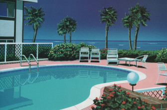 Wallpaper Id Painting Retrowave 1980s Swimming Pool