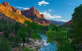 Wallpaper Calendar January The Watchman Zion National Park