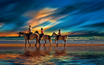 Riding On The Beach Horseback Wallpaper