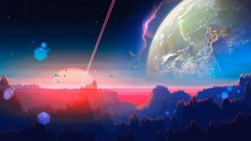 Outer Space Fantasy Horizon Planet Art