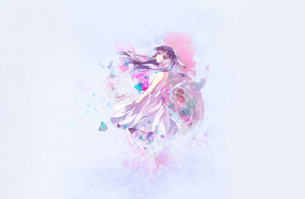 Pastel Anime Wallpaper Woman In Pink Dress Artistic