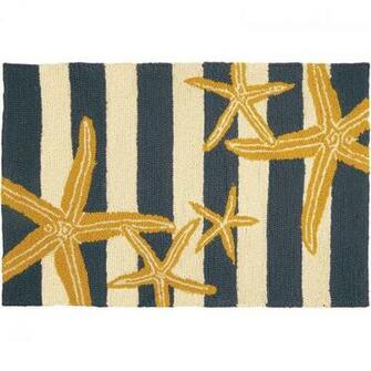 Highland Dunes Tiarra Starfish Gunmetal Blue Yellow Area Rug