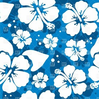 Blue Pattern With Hawaiian Hibiscus Flower Background