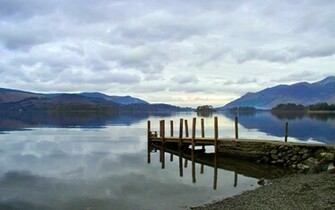 Desktop Background Of Derwent Water Boat Jetty On A Calm Winters Day