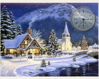 Snowy Christmas Village HD Wallpaper