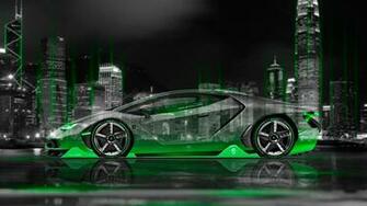 Lamborghini Centenario Side Crystal City Night Car Wallpaper