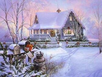Christmas Art Winter Scenes Wallpaper Image