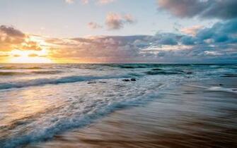 Surf Fishing Wallpaper Beach Ocean Clouds Sunset