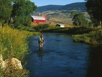 Armstrong Spring Creek Montana Nature Wallpaper Featuring Fishing