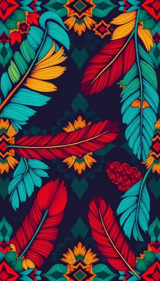 Aztec Feather Wallpaper