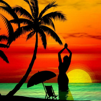 3d Abstract Sunset Beach From Another World iPad Wallpaper