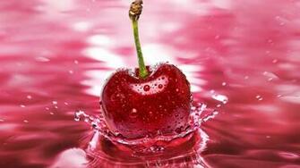 Cherries Water Drops Wallpaper HD