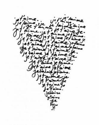 Black And White French Heart Jetame Letters Love Text Words
