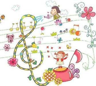 Music Cartoon Note Letter Kid Girl Cute Garden Flower