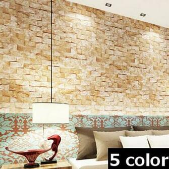 Brick Stone Brown Grey Beige Vinyl Waterproof Bedroom Wallpaper