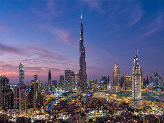 United Arab Emirates Burj Khalifa City Night Panorama Building Man Made Dubai HD Wallpaper