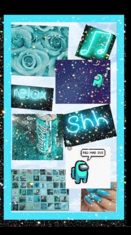 Among Us Wallpaper Cyan Cute Cartoon Pretty